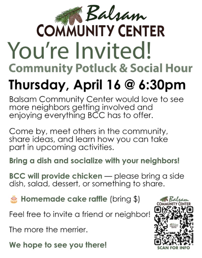 Balsam CC April 16 2026 Potluck