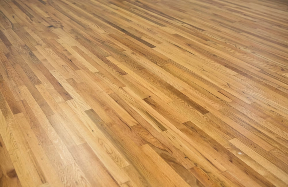 Restored hardwood floors at the Balsam Community Center